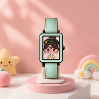 Montre à quartz pour enfants 2026 IP avec chiffres de dessin animé mignons, bracelet en cuir, boîtier en alliage, cadran en verre, étanche, boîtier carré, design sportif