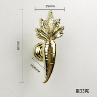 Poignées et boutons de meubles en alliage de zinc, en forme de carotte et de radis, plaqués or, pour cuisine, commode, armoire