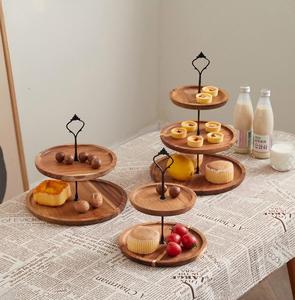 批发热销三层相思木蛋糕饼干架木质三层托盘婚礼生日派对甜品展示托盘 - Product Image 6