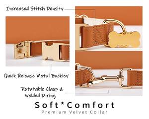 ชุดปลอกคอและสายจูงสุนัขหนัง PU กันน้ำ ดีไซน์เรียบง่าย หัวเข็มขัดสลักชื่อ ป้ายชื่อสั่งทำได้ฟรี อุปกรณ์เสริมสำหรับงานแต่งงานและลูกสุนัข - Product Image 3