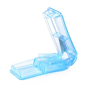 Separador de pastillas transparente portátil, cortador de pastillas de protección efectiva para dedo con escudo seguro para pastillas grandes y pequeñas, cortador de vitamina