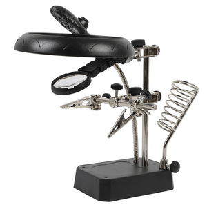 Lupa LED con lente de vidrio de 100 mm y 3 luces LED, soporte con abrazadera ajustable para reparación y herramienta de inspección electrónica - Product Image 2