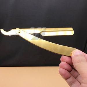 Logotipo personalizado de alta calidad, chapada en oro recta maquinilla de afeitar, hoja reemplazable, herramienta de peluquero para depilación, seguridad desechable - Product Image 5