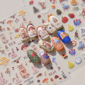 Venta al por mayor de fábrica recién llegado pegatina de uñas autoadhesiva 5d pegatina en relieve otoño lindo dibujos animados dulces pegatinas de uñas - Product Image 5