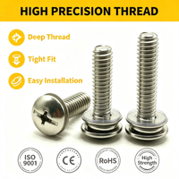 SUS304 Cross Drive Pan Head Screws M6x16 dengan Internal Tooth Lock Washer + Flat Washer Combo A2-70 Pengencang Metrik