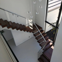 Escalier intérieur ouvert pour villa, design moderne, garde-corps en acier inoxydable, escalier droit à monopoutre