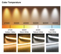 Bande LED COB Haute Efficacité 320 LED 480 LED 100lm/W 12V 24V CRI90 Lumière Linéaire Flexible 3000K-6500K IP20 IP65 IP67 Commerciale