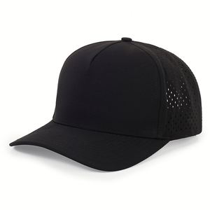 Casquette sportive à 5 panneaux personnalisée avec logo brodé perforé au laser, imperméable, avec trous découpés au laser - Product Image 5