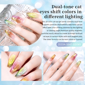 <span class=keywords><strong>Vernis</strong></span> à ongles gel 9D double effet œil de chat, UV Soak Off, pailleté, holographique, arc-en-ciel, magnétique, pour usage professionnel en salon, vente en gros OEM/ODM - Product Image 3