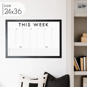 Calendrier mural familial encadré, tableau blanc effaçable à sec, planificateur hebdomadaire style tableau noir - Product Image 3