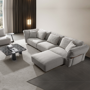 Tùy Chỉnh Phong Cách Bắc Âu Đồ Nội Thất Phòng Khách Bọc Vải <span class=keywords><strong>L</strong></span> Hình Dạng Sang Trọng Cắt Modular Sofa Giường - Product Image 4