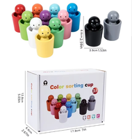 Juguete de Madera para Niños, 12 Copas Pequeñas para Clasificar por Color, Juego de Coordinación Mano-Ojo y Cognición de Colores