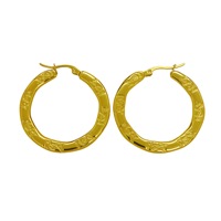 Boucles d'oreilles géométriques plaquées or 18 carats en acier inoxydable texturé, bijoux de mode pour femmes, ne ternissent pas, vente en gros, best-seller