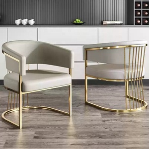 Chaise de salle à manger de luxe en cuir écologique et rafraîchissante avec structure métallique pour hôtel, bureau, salon de beauté et mahjong - Product Image 5
