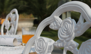 Cast Aluminum Outdoor Patio Furniture Rose <strong>3</strong> <strong>Piece</strong> <strong>Bistro</strong> <strong>Set</strong> - Product Image 6