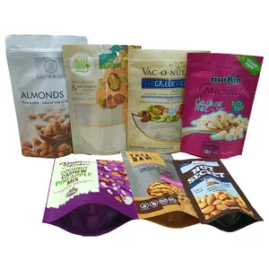 Food Grade Aluminum Stand up Zipper Pouch Bags Next Nuts Mix Packaging with Clear Window Gravure Printing for Cashew Nuts