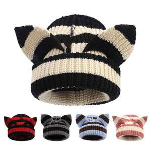 Hersteller Herbst und Winter Neues Design Lustige <span class=keywords><strong>Beanie</strong></span>-Mützen mit Katzen- und Schweineohren Süße Strickmütze für den täglichen Gebrauch - Product Image 2