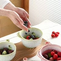 Keramische fruit- en groentewasbak met afvoergaten, zelfreinigende vortex-bessenmand voor keukenproducten