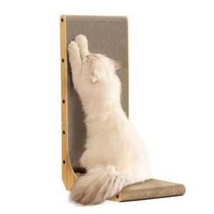 L-Shaped Eco-Friendly Wood Cat Scratcher Board with Detachable Scraper Climbing Toy & <b>Scratching</b> <b>Post</b>-Pet Furniture Supplies - Product Image 1