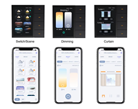 UEMON Tuya Zigbee Panneau d'interrupteurs mural 4 voies multifonctionnel avec variateur d'éclairage et scénarios, compatible WiFi pour la domotique des hôtels