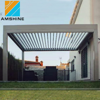 5x5m açık sunroof su geçirmez otomatik teras çatı alüminyum pergola louvre sistemleri