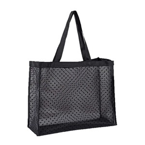 Mesh Tote Bag Nylon Mesh Extra Large Capacity Black Beach Shopping Storage Bag - Product Image 1