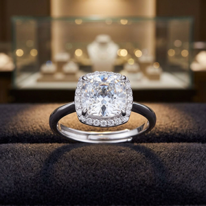 Bague pour femme en argent 925, agate mousse taille coussin, plaqué or rose et rhodium, sertie griffe, tendance et élégante, pour fiançailles - Product Image 3