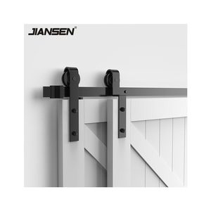 Kits de accesorios <span class=keywords><strong>para</strong></span> <span class=keywords><strong>puertas</strong></span> de madera, <span class=keywords><strong>herrajes</strong></span> deslizantes de derivación, Kit de rodillos negros, sistema de puerta corredera de <span class=keywords><strong>granero</strong></span> de acero al carbono <span class=keywords><strong>para</strong></span> puerta doble - Product Image 2