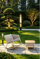 Fauteuil suspendu de jardin moderne, élégant et tendance, chaise œuf en corde tressée pour terrasse extérieure avec structure métallique et coussin imperméable