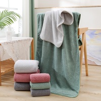 Serviette de Bain en Velours Corail Tricoté à Motif Blé 70*140 Anti-Allergie Douce Épaisse Durable pour Salle de Bain Plage Hôtel