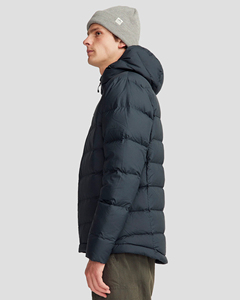 Veste de bombardier en duvet extensible pour hommes noirs chaud à capuche usine logo personnalisé cordon fermeture éclair décontracté Style de base doudoune - Product Image 4