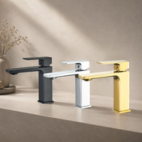 Robinet mélangeur chaud/froid monotrou pour lavabo carré, corps en laiton, poignée en alliage de zinc, plusieurs couleurs, OEM ODM