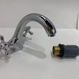 CYEN - Grifo Mezclador Retro de Latón <span class=keywords><strong>con</strong></span> Doble Manija <span class=keywords><strong>para</strong></span> Lavabo, Agua Fría y Caliente, Grifo <span class=keywords><strong>para</strong></span> Lavabo de Baño, Venta al por Mayor de Fábrica - Product Image 3