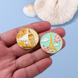 Ghim Kim Loại Landmark Ghim Cài Áo Tráng Men Mềm Màu Vàng Paris Tháp <span class=keywords><strong>Eiffel</strong></span> Big Ben London Tùy Chỉnh Ghim Cài Mũ - Product Image 4