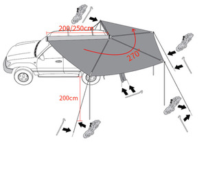 <span class=keywords><strong>Auvent</strong></span> indépendant 270 degrés 4WD côté voiture <span class=keywords><strong>auvent</strong></span> extérieur imperméable Oxford tissu 270 annexe chambre par Foxwing <span class=keywords><strong>Auvent</strong></span> 4x4 - Product Image 3