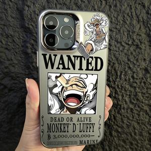 Étui de téléphone pour <span class=keywords><strong>iPhone</strong></span> <span class=keywords><strong>11</strong></span> 12 13 14 15 16 17Promax, en argent, double couche, IMD électro-plaqué, motif anime Luffy, dessin animé, coques de téléphone mobiles - Product Image 2