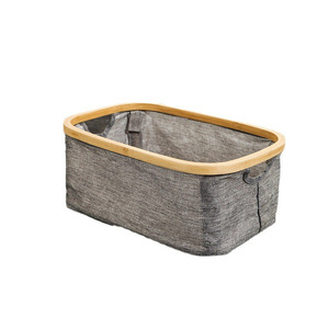 Bicheng Bamboo Laundry <b>Basket</b> 39x27x16cm <b>Foldable</b> Fabric Storage Organizer For Bathroom Home Use - Product Image 5