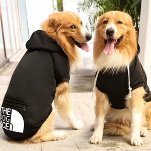 Grote kleine hond Lente Herfst Fleece gevoerde zak met capuchon Effen kleur Vrijetijdswind-sweatshirt Shenary Golden Pet Clothing - Product Image 3