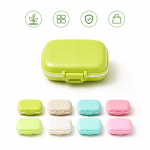 Weekly Pill Organizer Double Layer <b>Wheat</b> Straw Medicine Box Moisture-Proof Portable Vitamin Case for Daily Health Management - Product Image 2