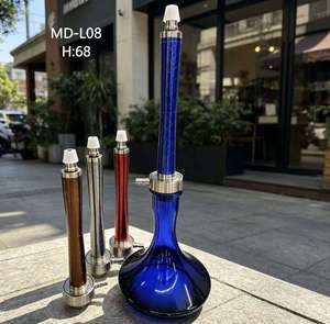 Blue Glass <b>Hookah</b> Modern Water <b>Pipe</b> Metal Tube Portable Smoking Set With Mouthpiece - Product Image 4