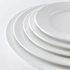 ShengJing-plato de porcelana de cerámica para fiesta de restaurante, vajilla Simple y redonda, varios tamaños, blanca, de fábrica