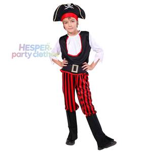 Disfraz de Capitán Pirata de Halloween para Niños HP, Kit de Disfraz con Sombrero, Pantalones, Cubrecalzados, Cinturón, Traje de Poliéster Resistente - Product Image 1