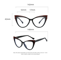 Classique rétro couleur unie bleu lumière bloquant TR90 plaque oeil de chat lunettes cadre à la mode boîtes lunettes cadre