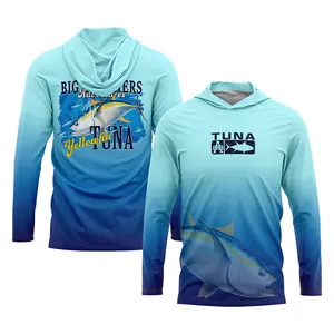 UPF 50+ Custom Sublimation Fishing Wear Long Sleeve Fishing Jersey Polyester UV Protection Fishing Shirt