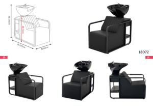 Sillón de Lavado de Cabello Moderno y de Lujo, Semi-Reclinable, con Lavabo Profundo de Cerámica para Salón de Belleza y Barbería - Product Image 3