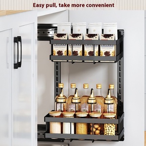 Giá để đồ chia ngăn đứng, không gấp, có ngăn kéo đựng gia vị, hai tầng, giỏ kim loại vệ sinh nhà bếp bên trong - Product Image 3