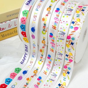 โอเคริบบิ้นผ้าซาตินพิมพ์ลายหน้าเดียวสำหรับวันเปิดเทอมของเด็กขายส่ง - Product Image 1