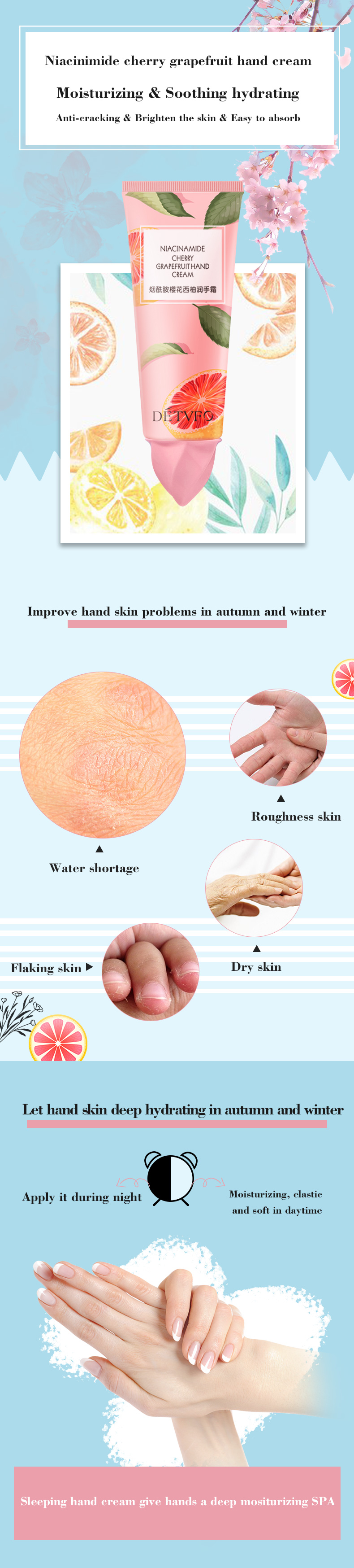 Бесплатный образец новейший увлажняющий крем для рук вишневые цветы уход за руками крем для рук