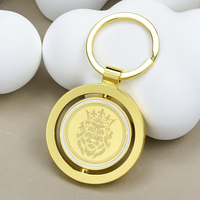 Porte-clés en métal personnalisé en forme de cœur rond, logo personnalisé, plaqué or, porte-clés rotatif pour cadeau de mariage