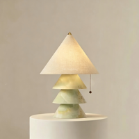 Lampe de table moderne en forme de champignon, abat-jour en jade naturel, base en tissu, lampe de bureau décorative pour la chambre à coucher, le salon